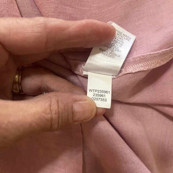 J. Jill Women's Love Linen Size M Pink Dress Shirt Button Front Long Sleeves - Picture 11 of 11